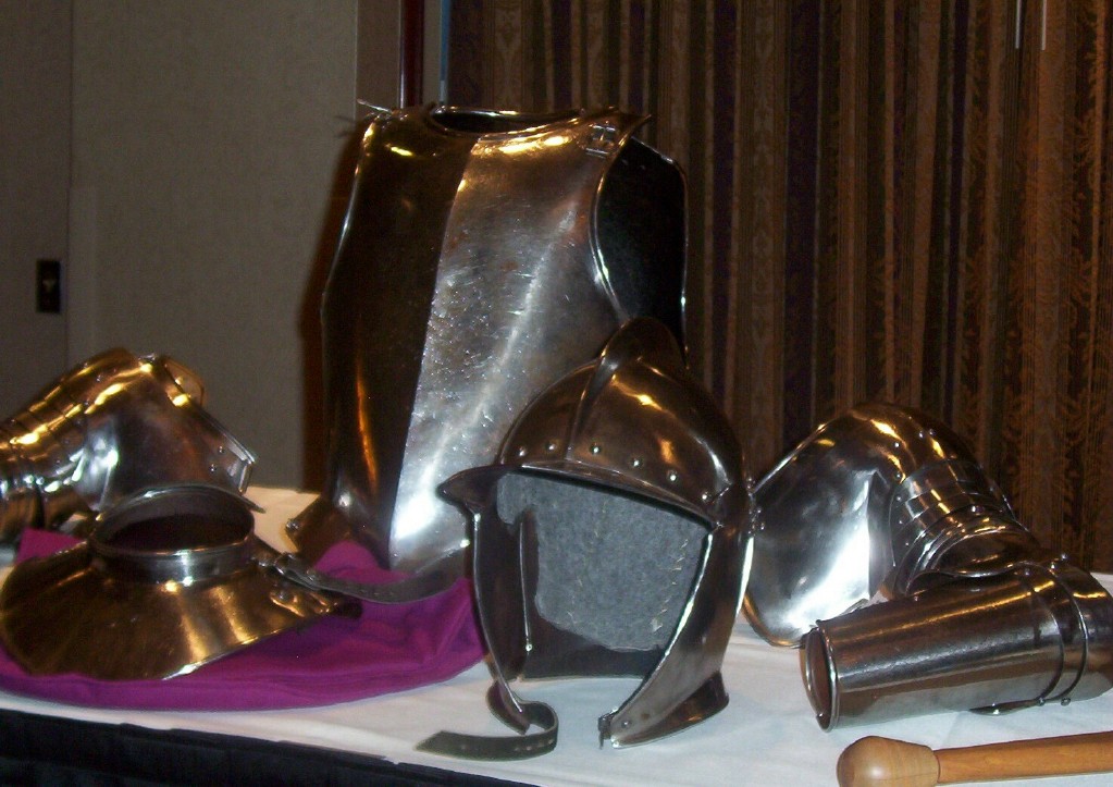 Photo of some of the armor pieces on display.
